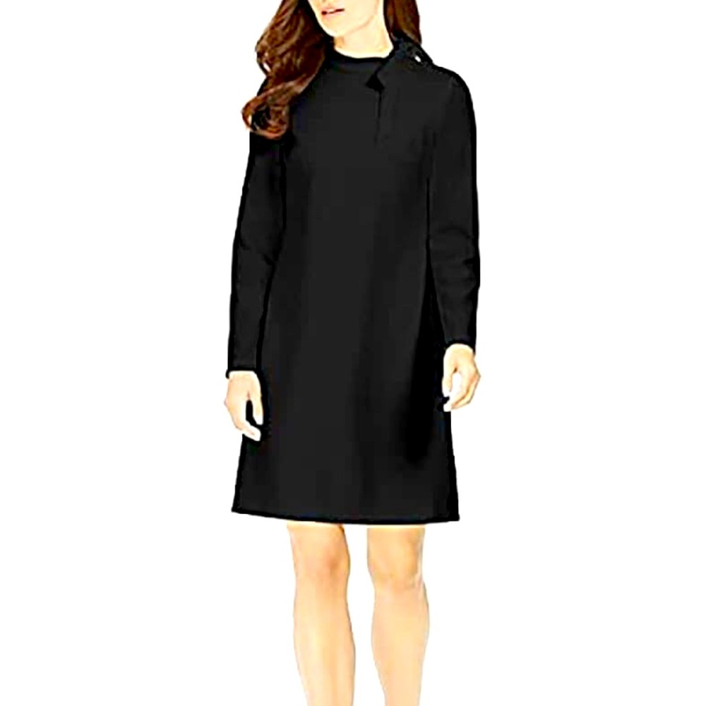 Bow-Neck Long-Sleeve Sheath Dress